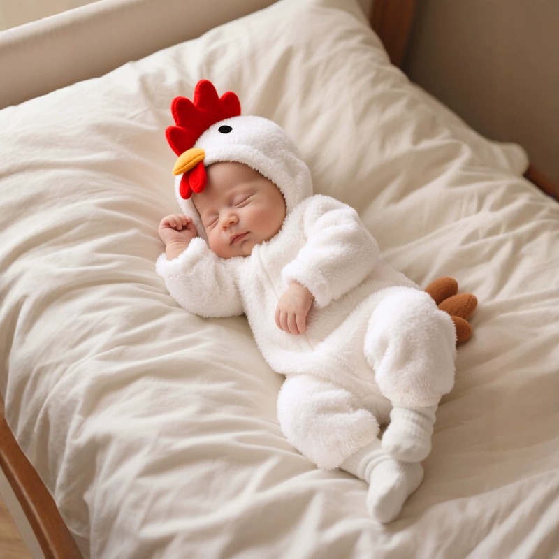 Newborn Baby White Chicken Rom - đánh giá và giá Cotton Baby Onesies Zipper
